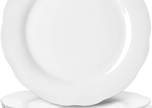 Porcelain Scalloped Dinner Plates Set for Home Kitchen Dining