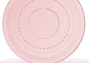 Vintage Pink Hobnail Glass Dinner Plates Set of Four